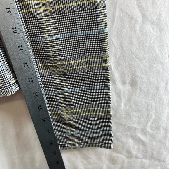 Garage Plaid Skinny Pants Size XS Mid Rise Elastic Waist Slim Black Yellow Blue - Picture 9 of 11
